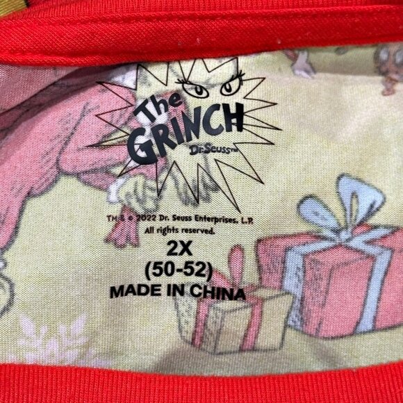 The Grinch Dr Seuss Mens Christmas Pajama Set Size 2X (50-52) Green Red Soft - Picture 6 of 8